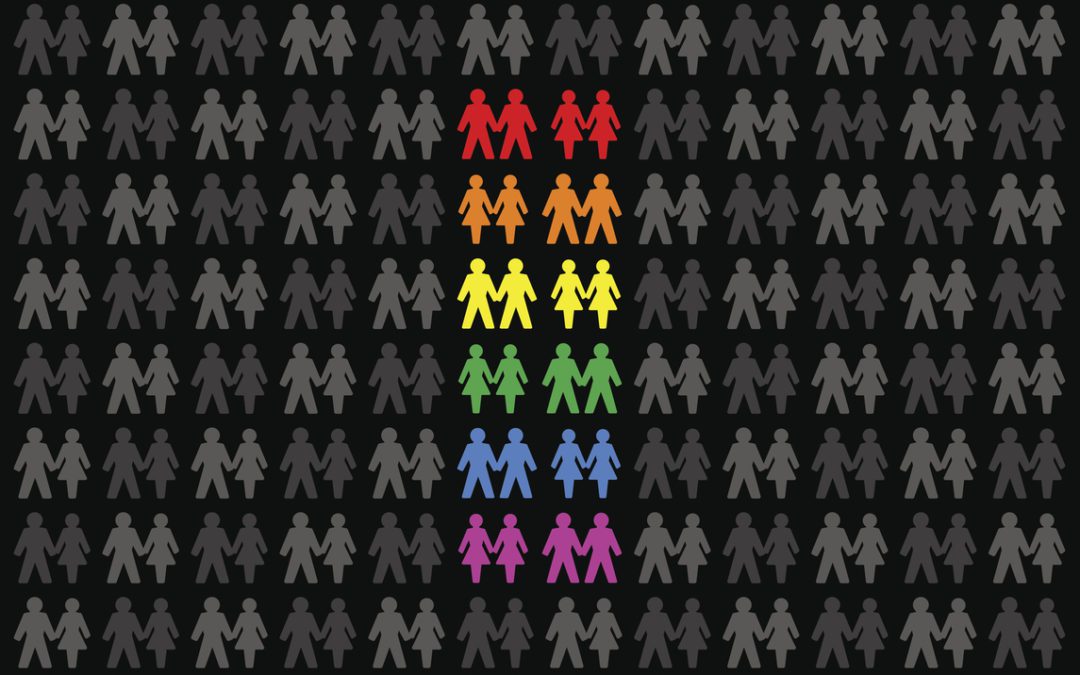 man-vrouw pictogramen in kleuren van de regenboog